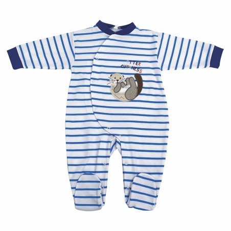 Pijama abierto bebé castor rayas