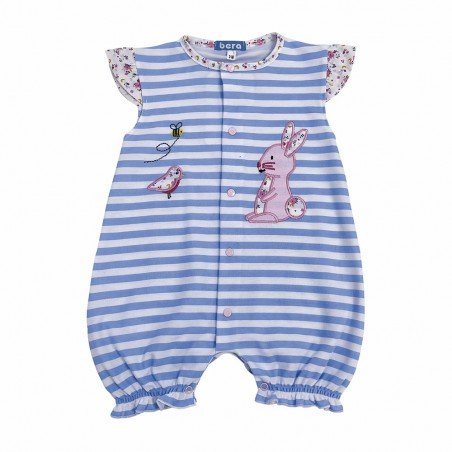 Pijama bebé corto conejo listas