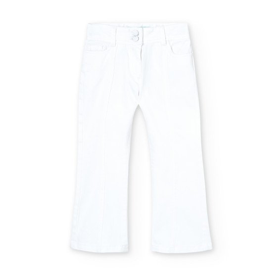 Pantalón de sarga elástica en blanco