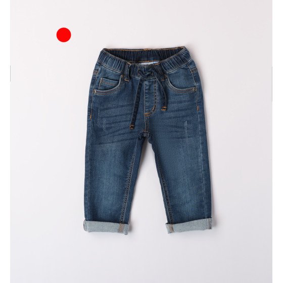 Pantalón longo de tecido denim