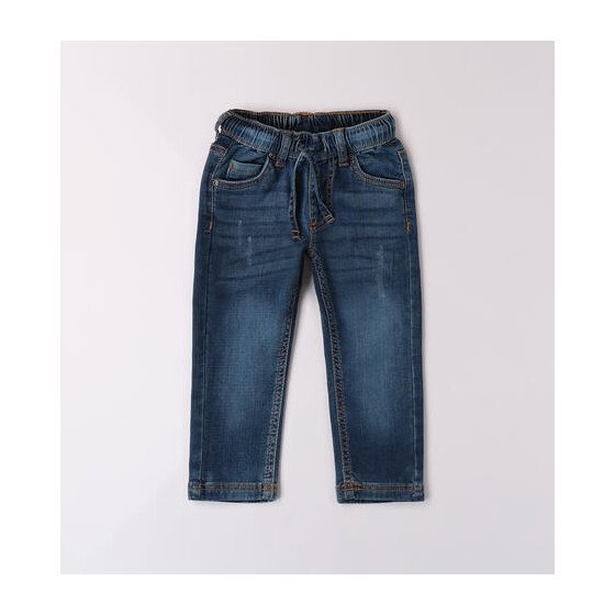 Pantalón longo de tecido denim