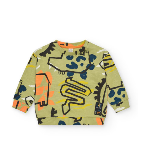 Sudadera caqui con estampado de animales