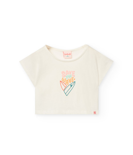 Camiseta de punto liso en cor branco