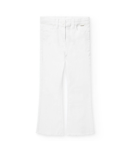 Pantalón acampanado en cor branco