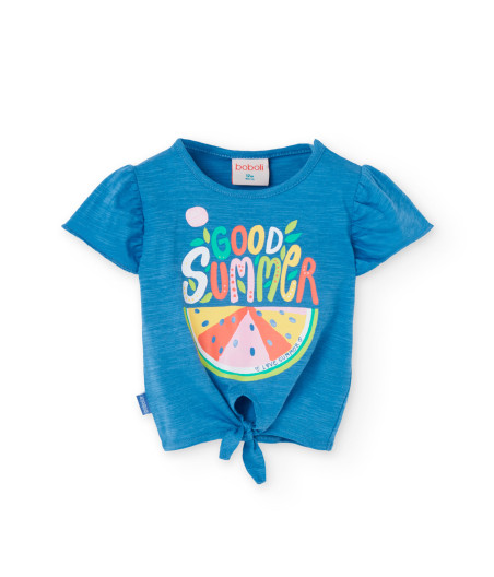 Camiseta de punto en cor azul