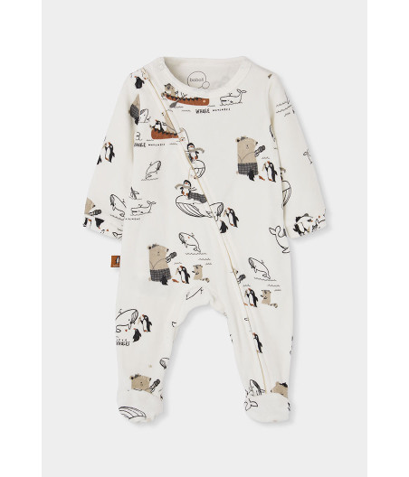 Pelele bebé estampado de baleas e pingüíns