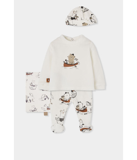 Conxunto punto bebé estampado animais