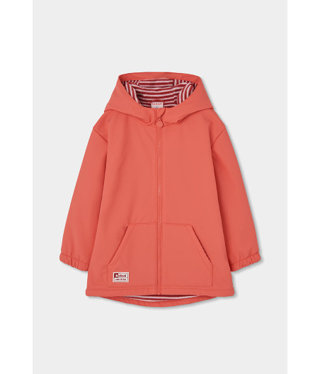 Impermeable con capucha laranxa con cremalleira